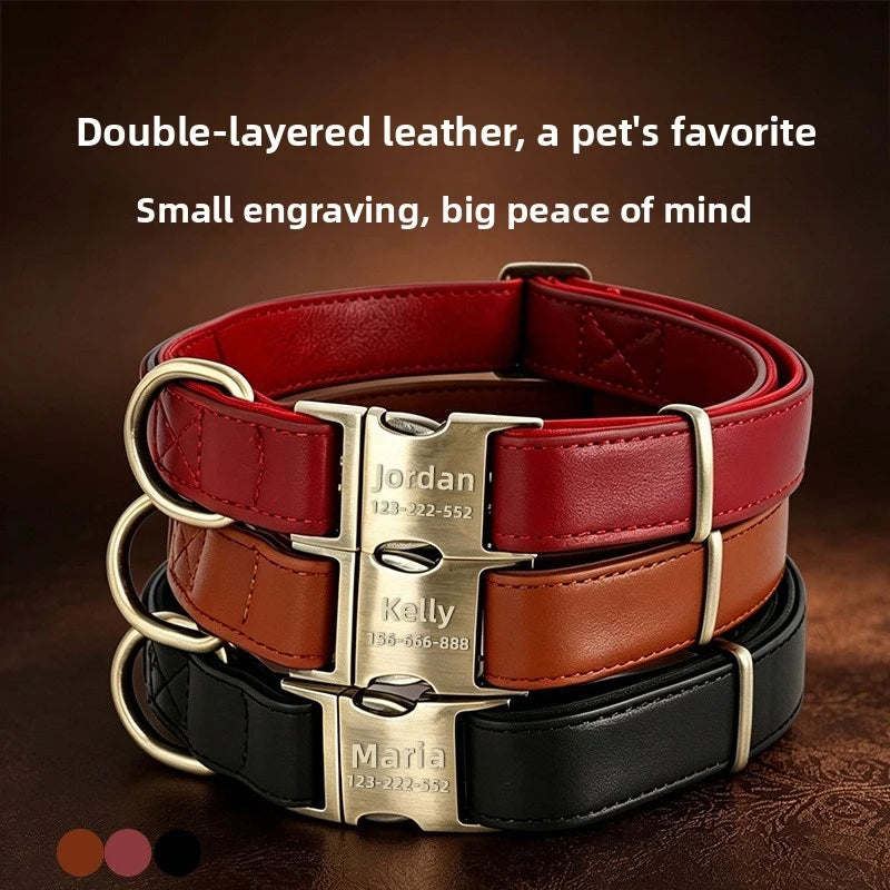 Personalized Anti-Lost Leather Dog Collar Tag
