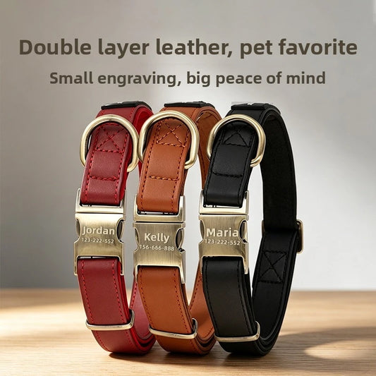 Personalized Anti-Lost Leather Dog Collar Tag